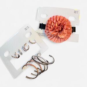 NWT Gap Jewelry Bundle Flower Rosette Choker Necklace Hoop Earrings Set